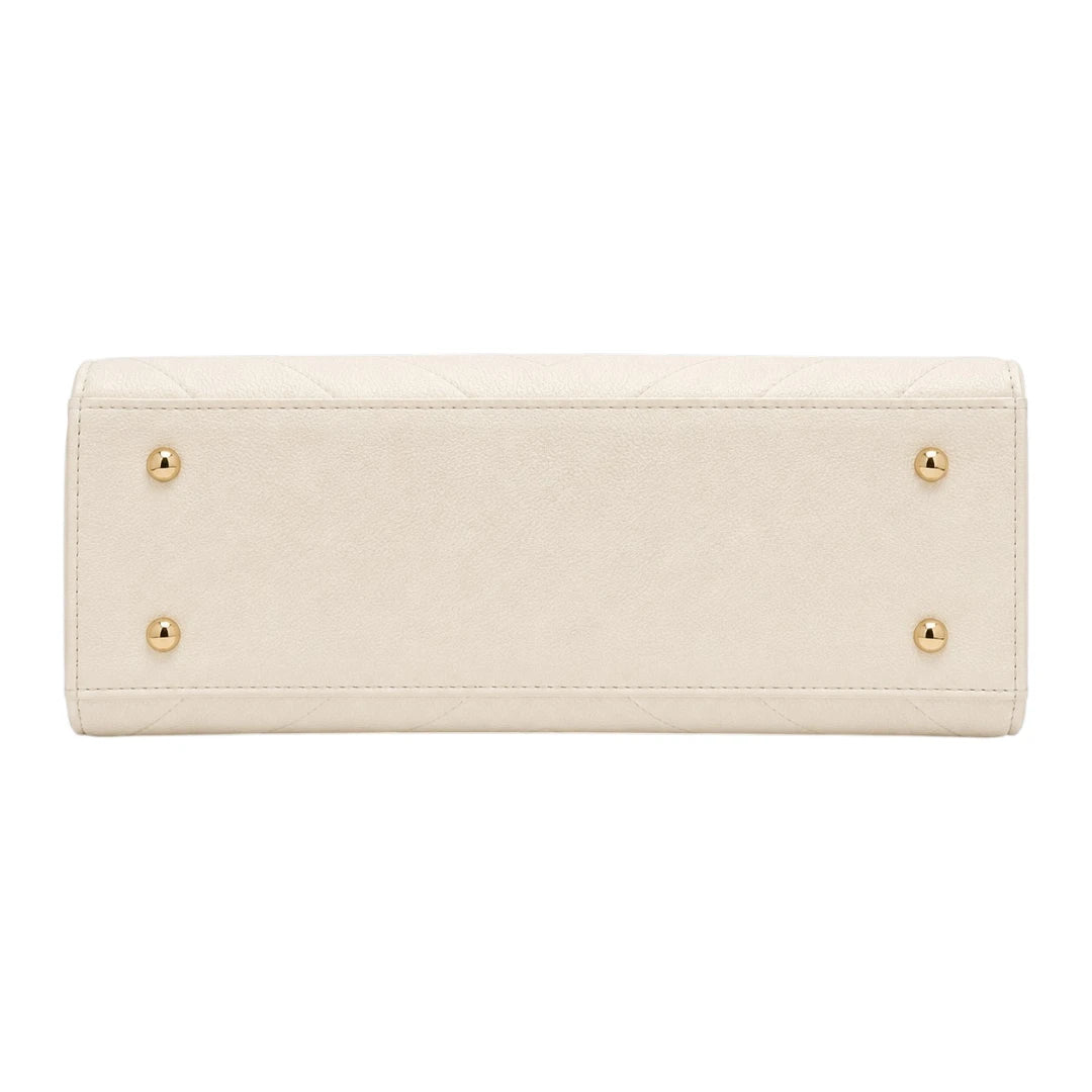 Bagiva White Luxe Chevron Satchel Bag