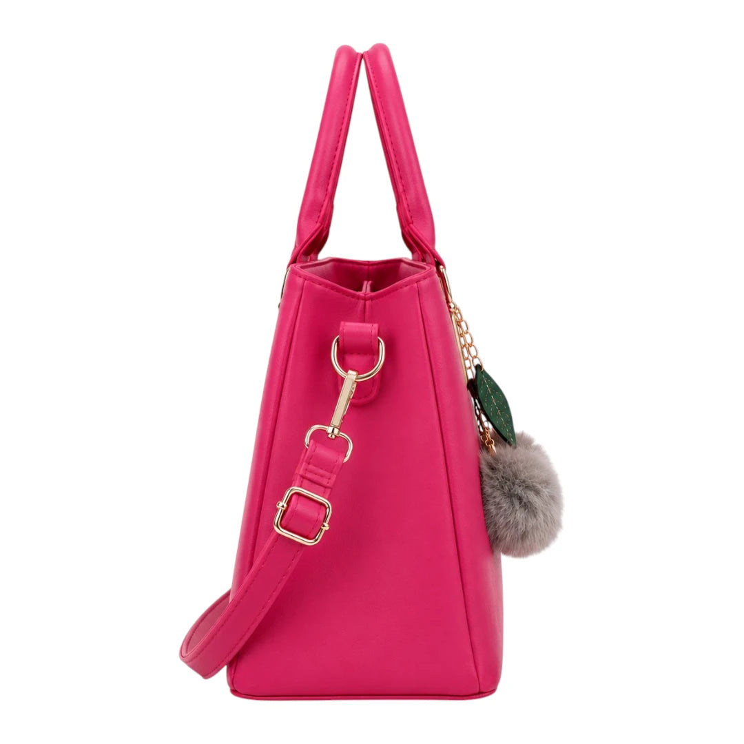 Bagiva Pink Charm Pom-Pom Tote Bag