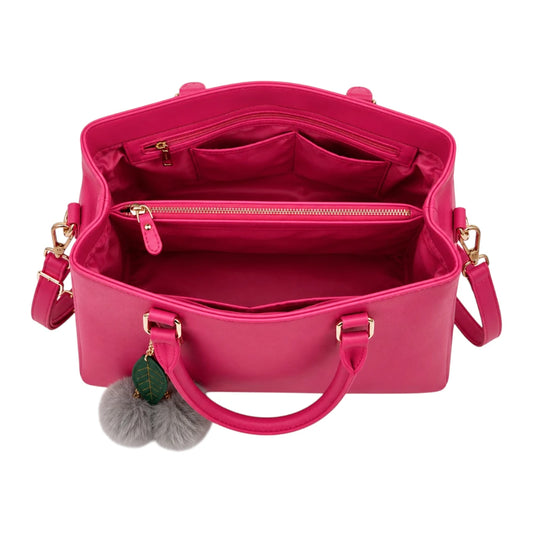 Bagiva Pink Charm Pom-Pom Tote Bag