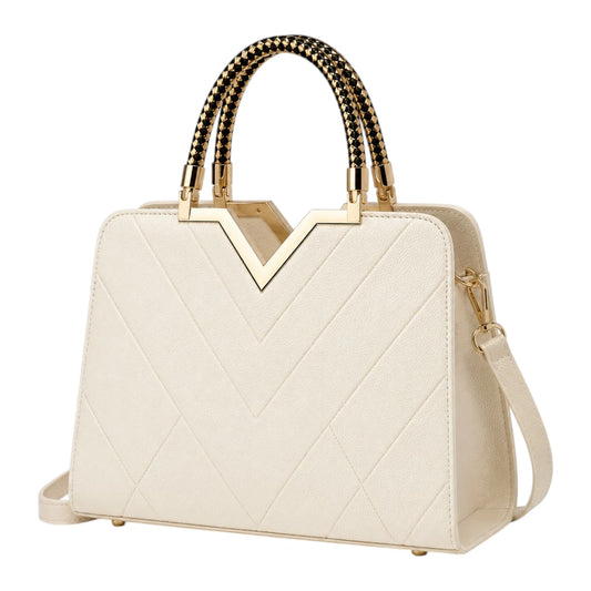 Bagiva White Luxe Chevron Satchel Bag